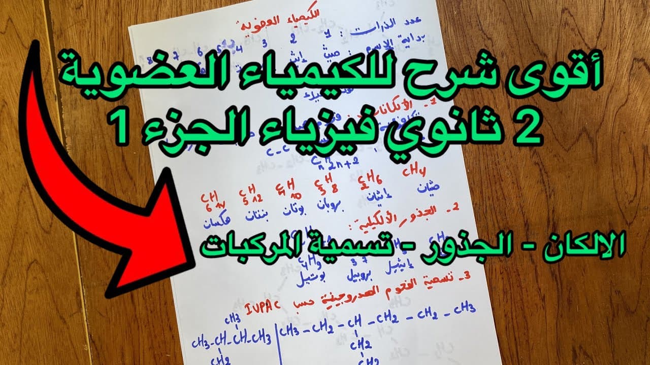 دروس الكيمياء العضوية 2 ثانوي فيزياء
